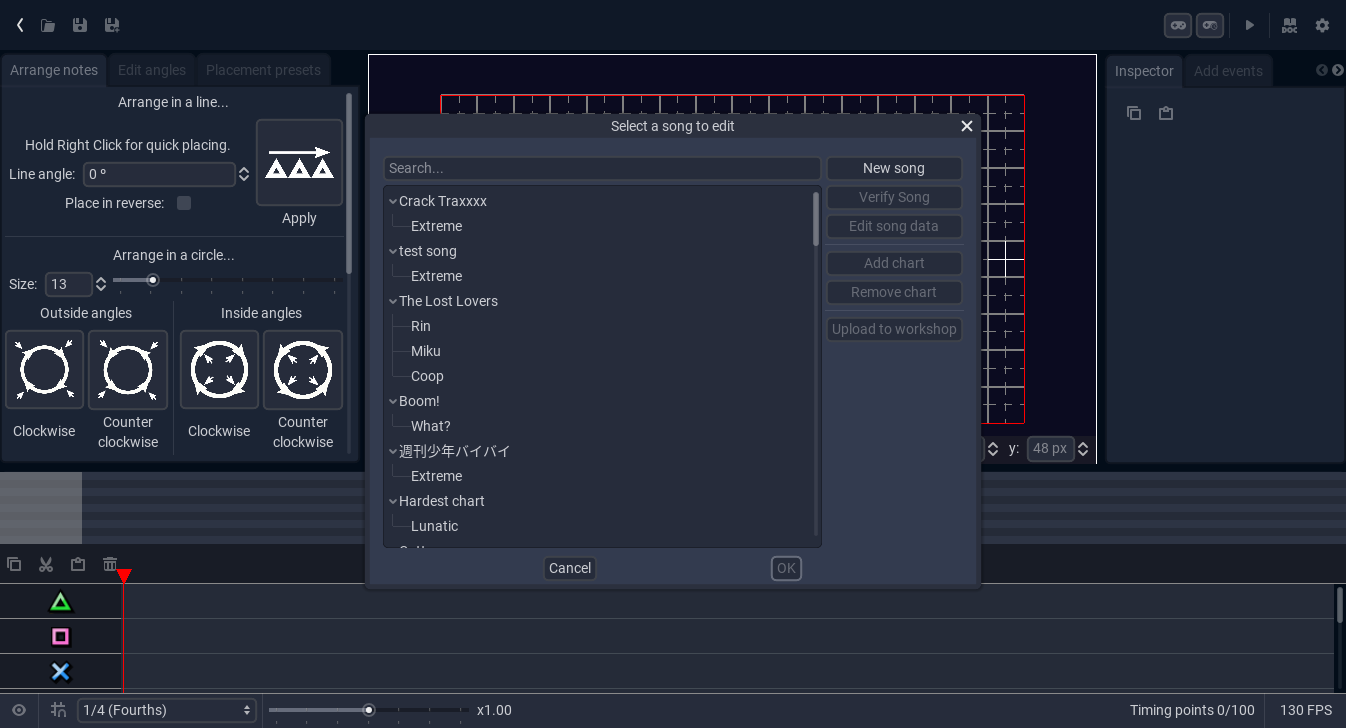 The Editor Chart Manager, while loading a chart